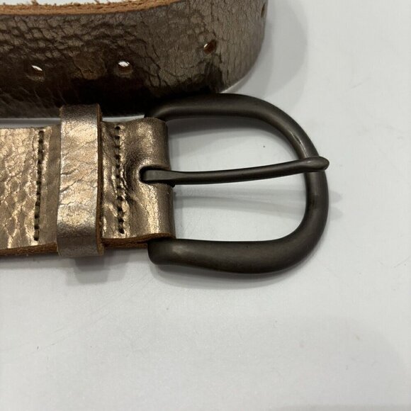 Fossil Leather Belt Metallic Gold Silver Copper Medium Adjustable Cowgirl Boho - Picture 6 of 14